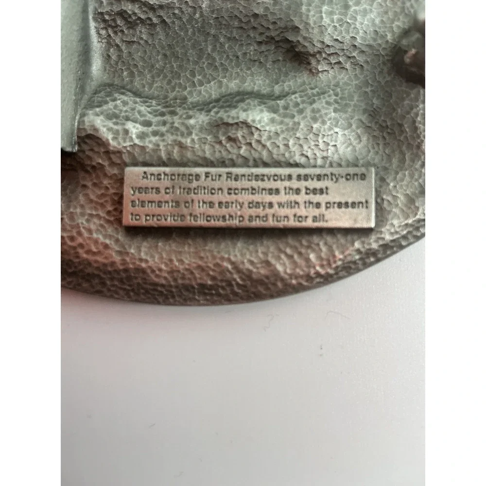 2006 Fur Rendezvous Anchorage Alaska Belt Buckle Trout Fish GAI Pewter Tone